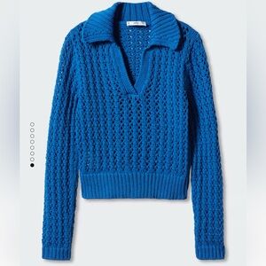 Mango Openwork knitted polo sweater
